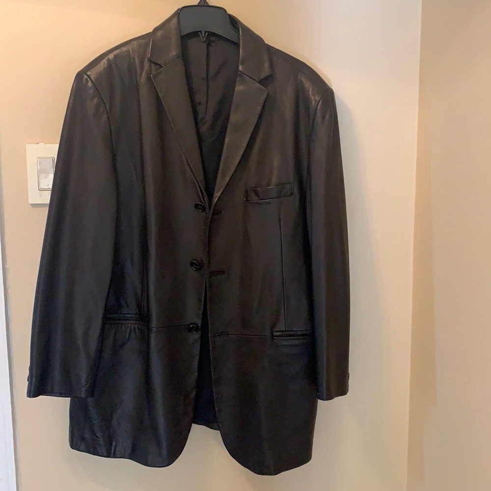 Black leather Bloomingdales jacket